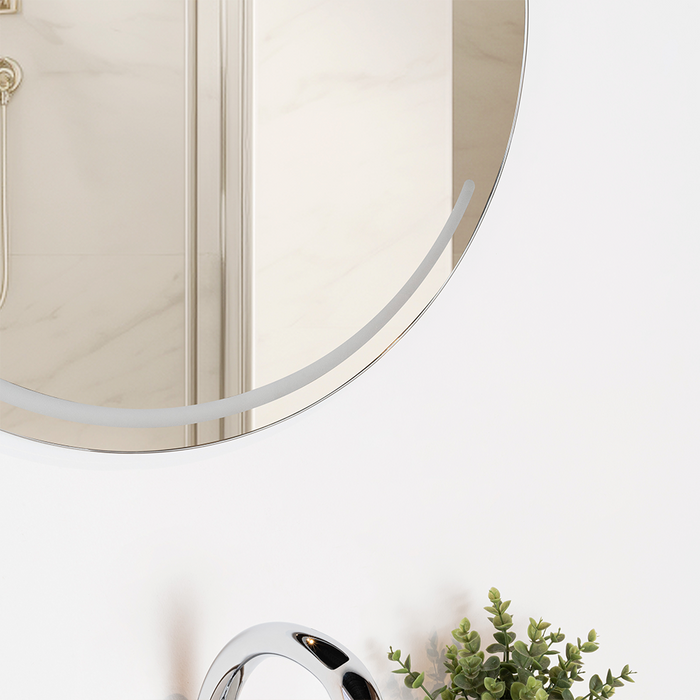 Espejo Circular Dallas, con Diseño en Sandblasting