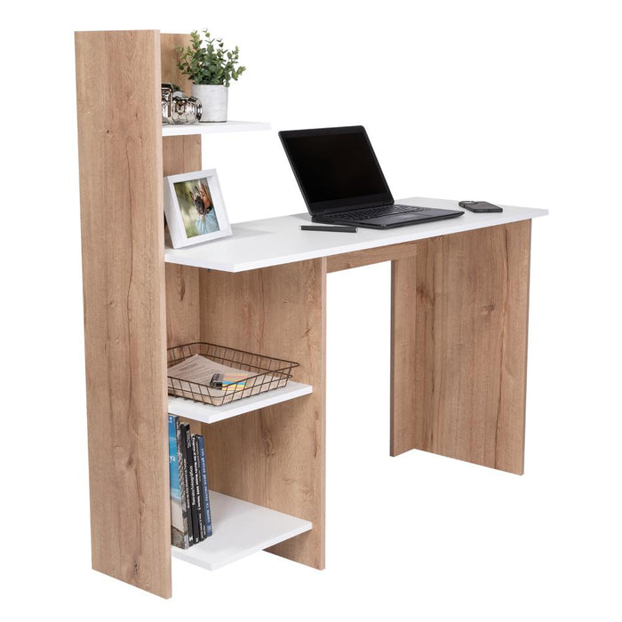 Escritorio ¡Wow!, Café Claro y Blanco, con Entrepaños y Amplia Superficie De Trabajo ZF