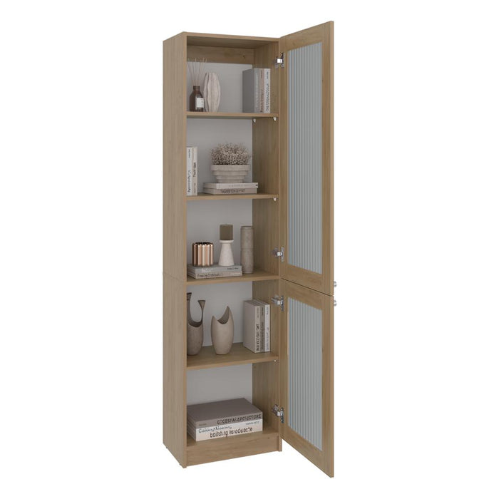 Biblioteca Home, Kronos Fresno y Kronos Blanco, Con ventanas estriadas, dos puertas abatibles y de fácil armado ZF