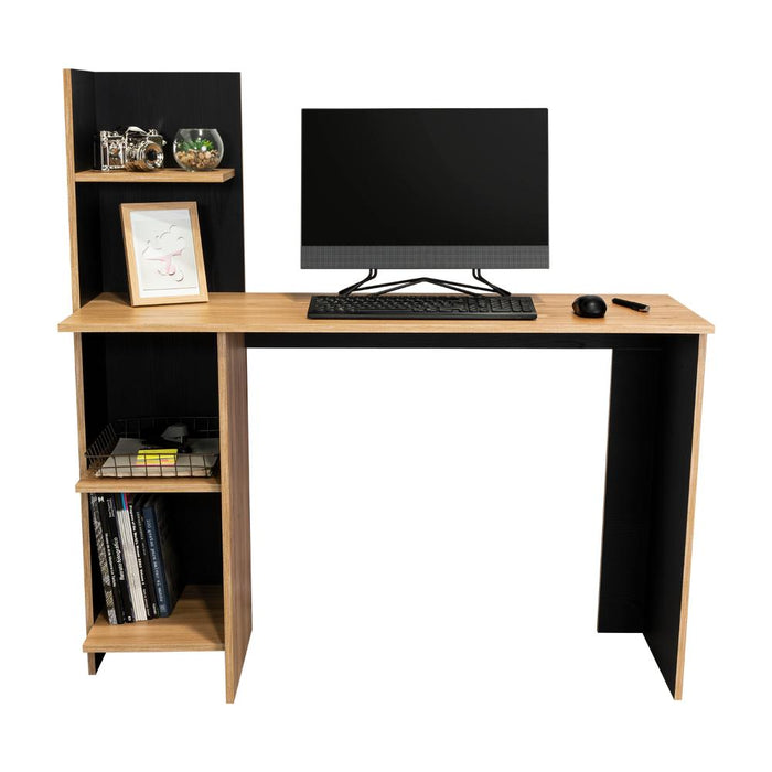 Escritorio Vilna 120, Fresno Europeo y Wengue, con Cuatro entrepaños para ubicar elementos de estudio