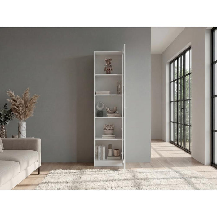 Biblioteca Home Eco Con Puerta En Vidrio, Blanco Duqueza, con Cinco Entrepaños ZF