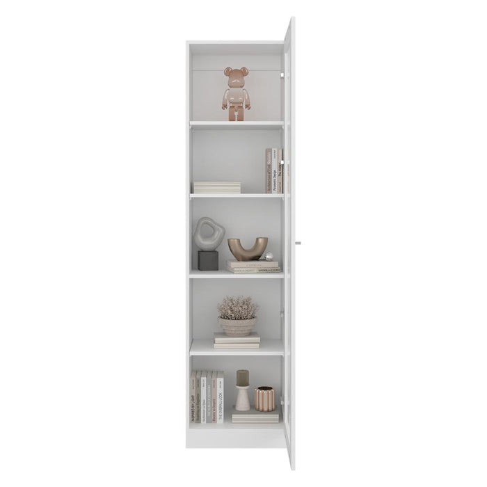 Biblioteca Home Eco Con Puerta En Vidrio, Blanco Duqueza, con Cinco Entrepaños ZF