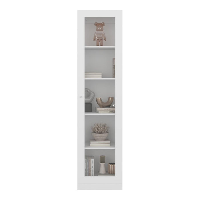Biblioteca Home Eco Con Puerta En Vidrio, Blanco Duqueza, con Cinco Entrepaños ZF