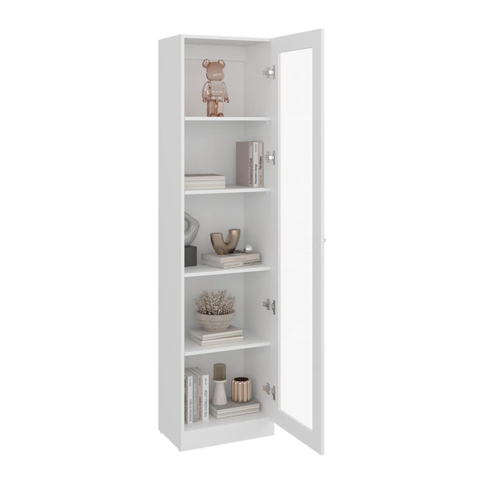 Biblioteca Home Eco Con Puerta En Vidrio, Blanco Duqueza, con Cinco Entrepaños ZF