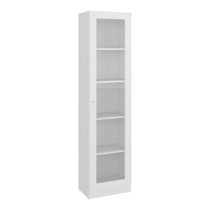 Biblioteca Home Eco Con Puerta En Vidrio, Blanco Duqueza, con Cinco Entrepaños ZF