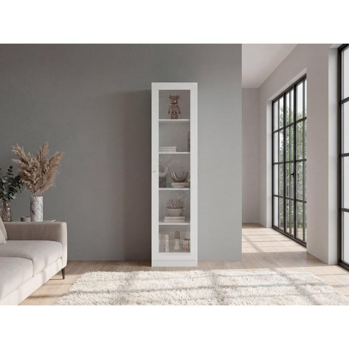 Biblioteca Home Eco Con Puerta En Vidrio, Blanco Duqueza, con Cinco Entrepaños ZF
