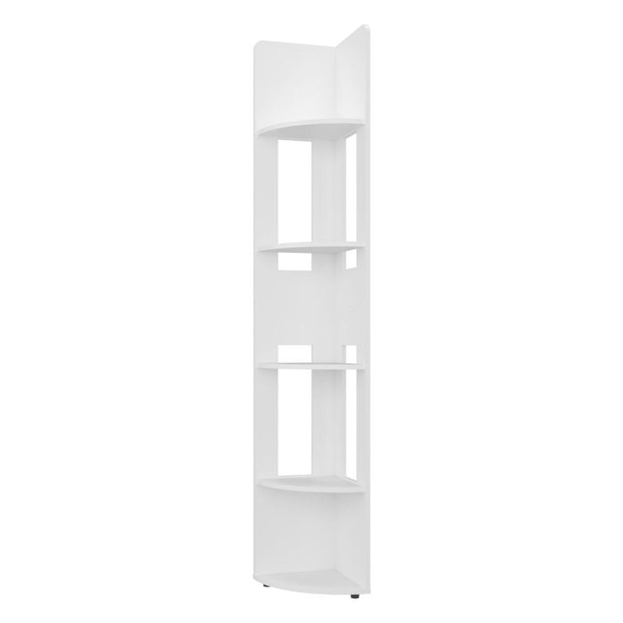 Biblioteca Esquinera Home 7, Blanco Duqueza , con Diseño Moderno y 4 Entrepaños ZF