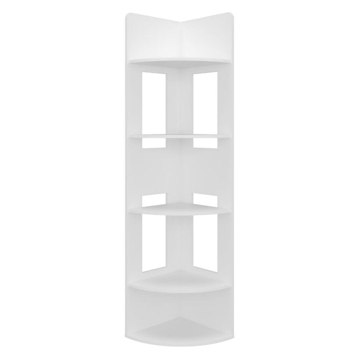 Biblioteca Esquinera Home Dreams, Kronos Blanco, con 4 Entrepaños para Objetos Decorativos y de Fácil Armado ZF