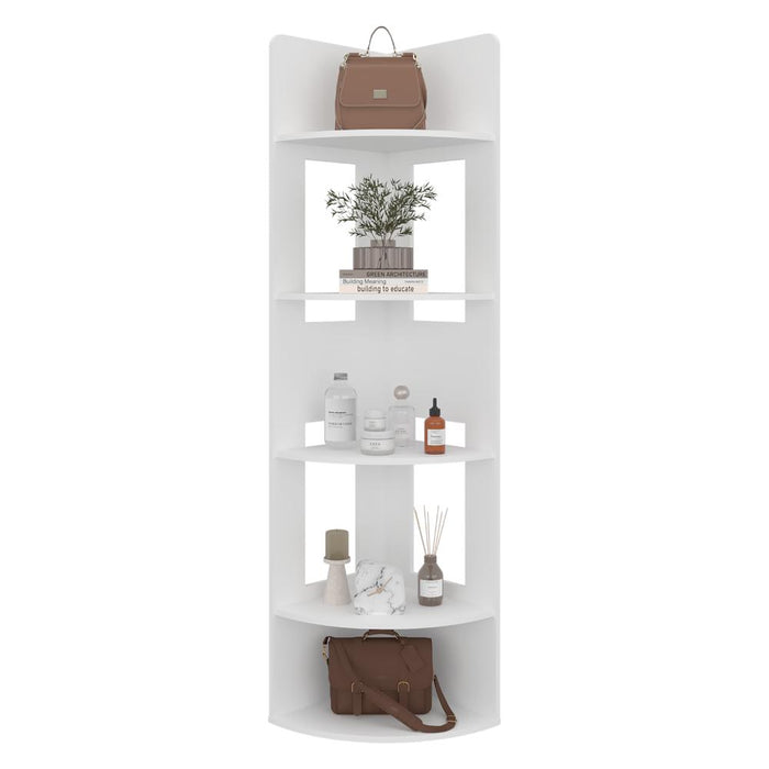 Biblioteca Esquinera Home Dreams, Blanco Duqueza, con 4 Entrepaños para Objetos Decorativos y de Fácil Armado ZF