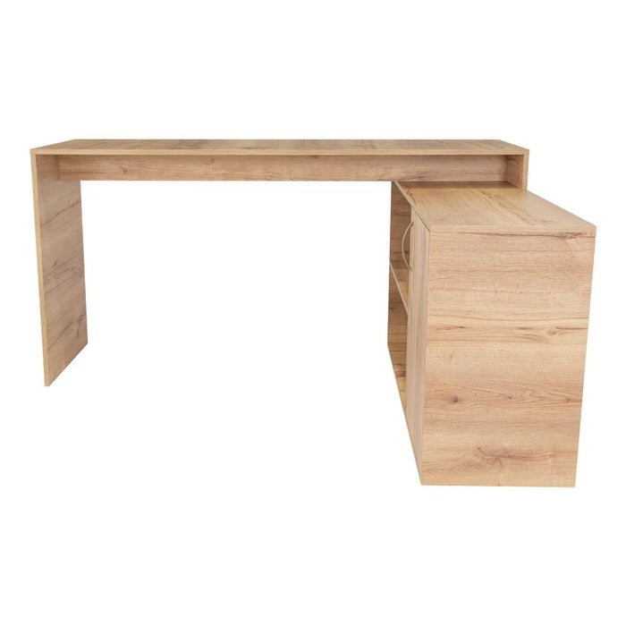 Escritorio En L Axis, Fresno Europeo, con amplio espacio de trabajo