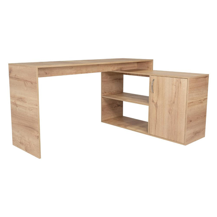 Escritorio En L Axis, Fresno Europeo, con amplio espacio de trabajo