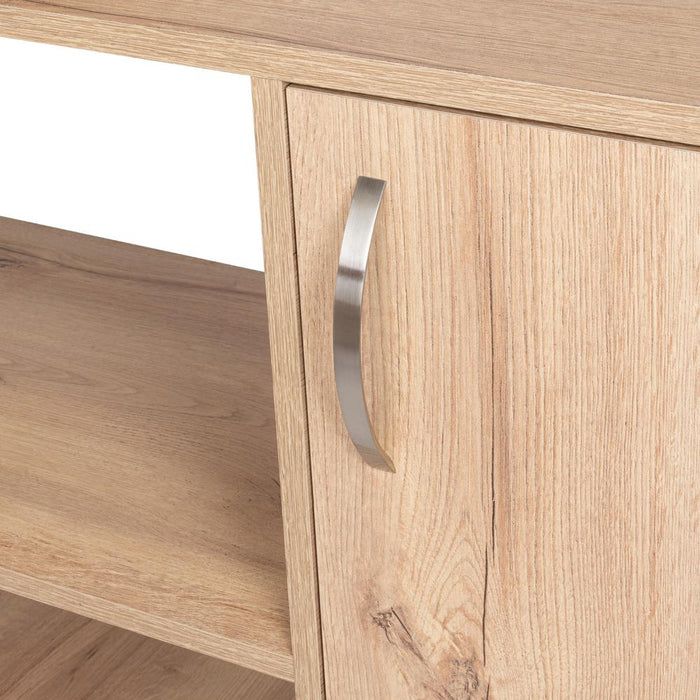 Escritorio En L Axis, Fresno Europeo, con amplio espacio de trabajo