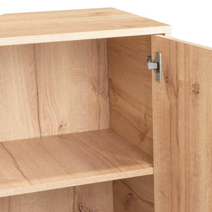 Escritorio En L Axis, Fresno Europeo, con amplio espacio de trabajo