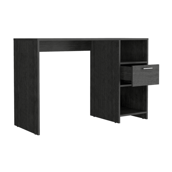 Escritorio Malasia, Gris, con Un Cajón Archivador y Dos Entrepaños