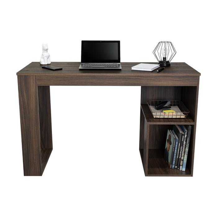 Escritorio Cuera, Nogal Europeo, con pasacables para articulos electronicos