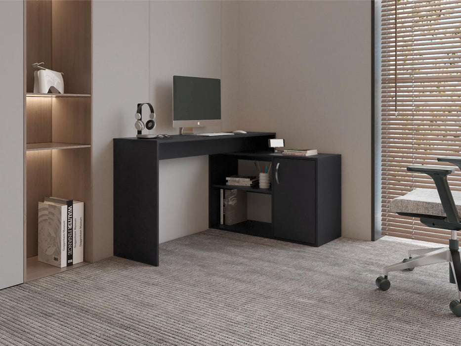 Escritorio en L Axis Eco, Wengue, con amplio espacio de trabajo