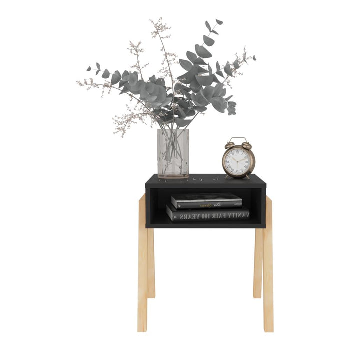 Mesa de Noche Pinet, Wengue , Con un entrepaño para guardar objetos con diseño minimalista