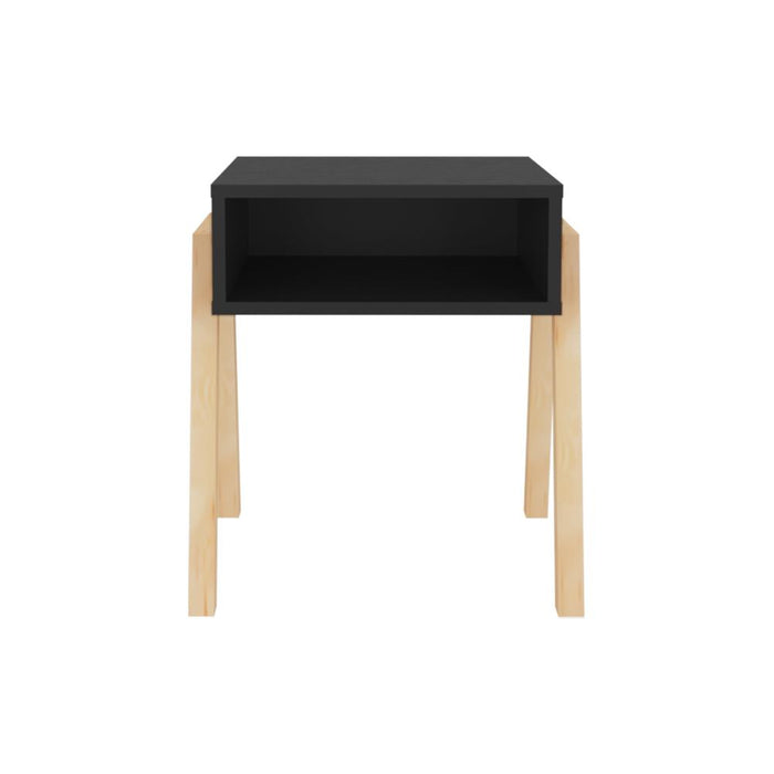 Mesa de Noche Pinet, Wengue , Con un entrepaño para guardar objetos con diseño minimalista
