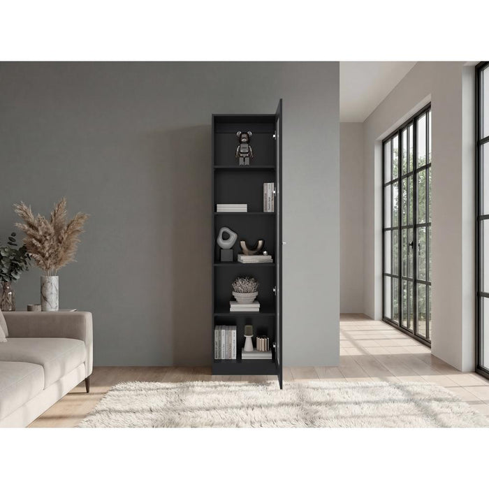 Biblioteca Home Eco Con Puerta En Vidrio, Wengue, con Cinco Entrepaños ZF
