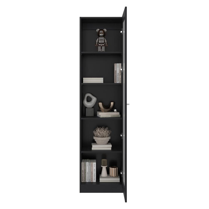 Biblioteca Home Eco Con Puerta En Vidrio, Wengue, con Cinco Entrepaños ZF