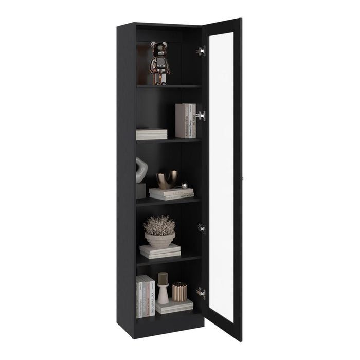 Biblioteca Home Eco Con Puerta En Vidrio, Wengue, con Cinco Entrepaños ZF