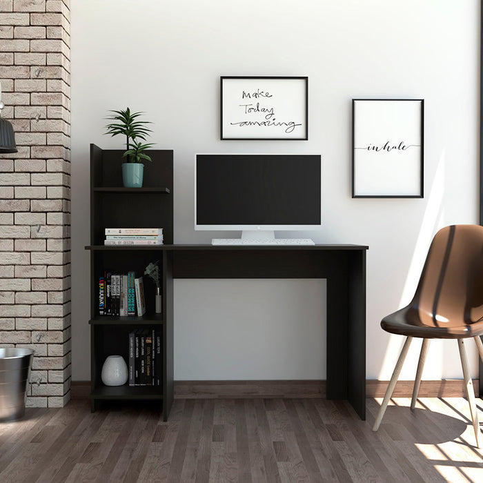 Escritorio Vilna 120, Wengue, con Cuatro Entrepaños Para Ubicar Elementos de Estudio