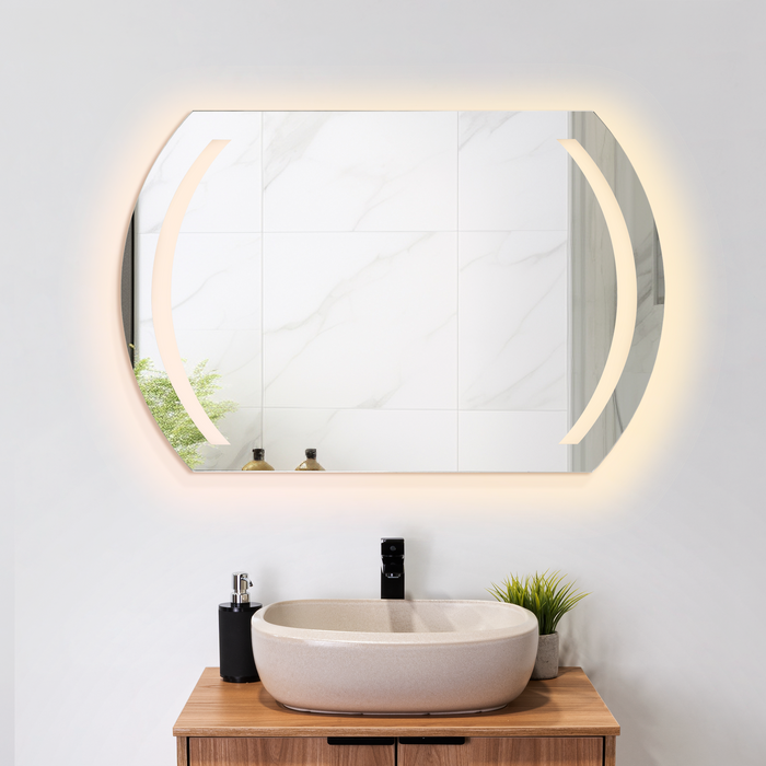 Espejo Rectangular Manson, Gris, con Luz Led