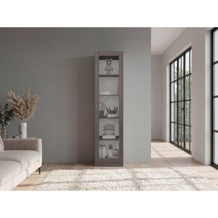 Biblioteca Home Eco Con Puerta En Vidrio, Milán y Blanco, con Cinco Entrepaños ZF