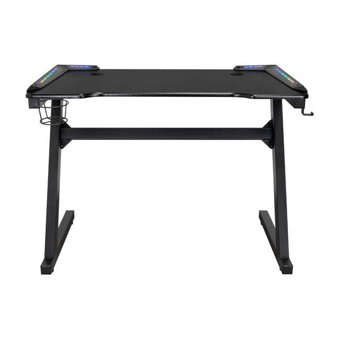 Escritorio Gamer Silver, Negro, Estructura Metalica y Luz Led