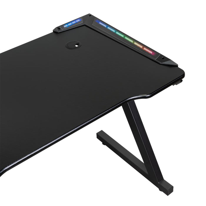 Escritorio Gamer Silver, Negro, Estructura Metalica y Luz Led