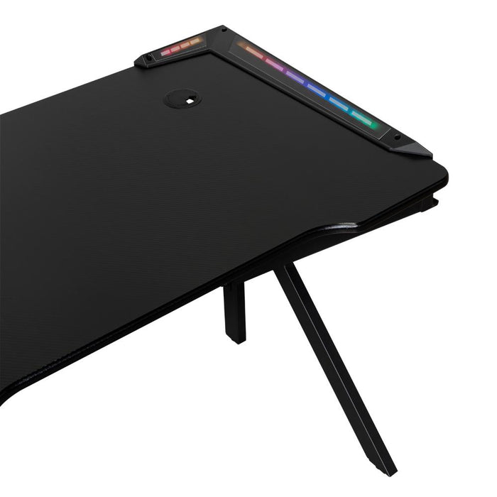 Escritorio Gamer Galactic, Negro, Estructura Metalica y Luz Led