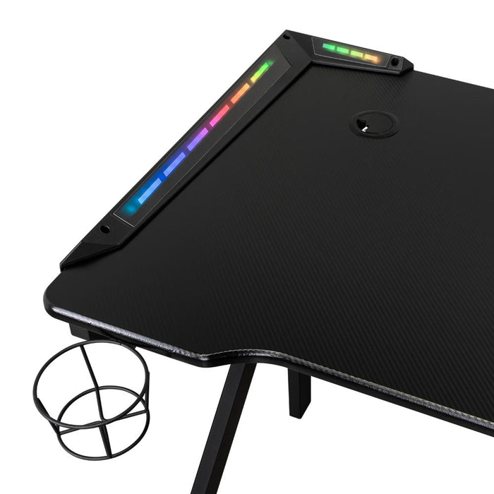 Escritorio Gamer Galactic, Negro, Estructura Metalica y Luz Led
