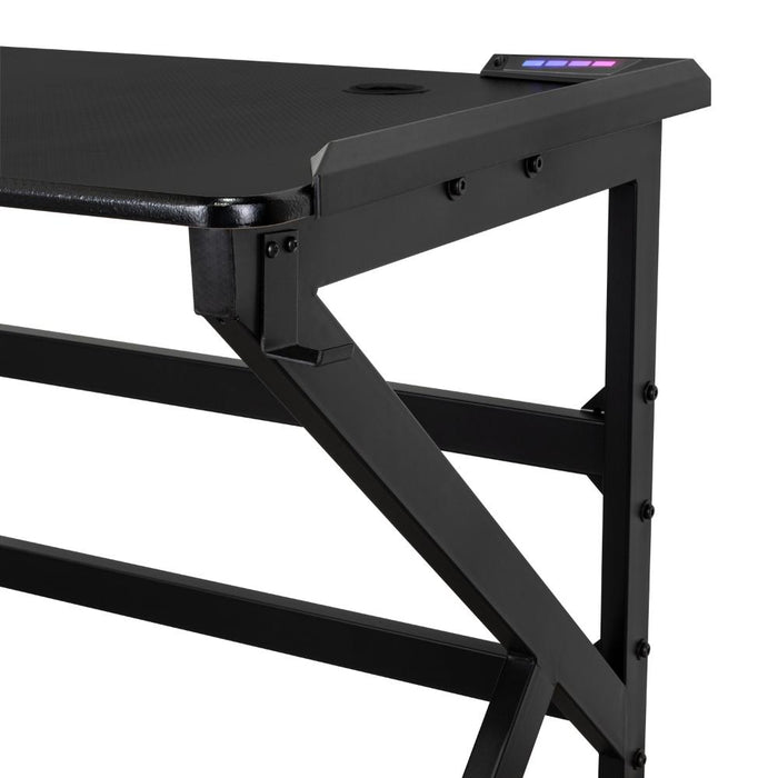Escritorio Gamer Galactic, Negro, Estructura Metalica y Luz Led