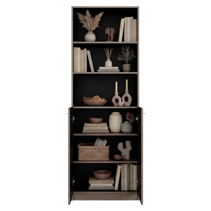Biblioteca Home, Positano y Wengue, con Cinco Entrepaños y Dos Puertas Abatibles ZF