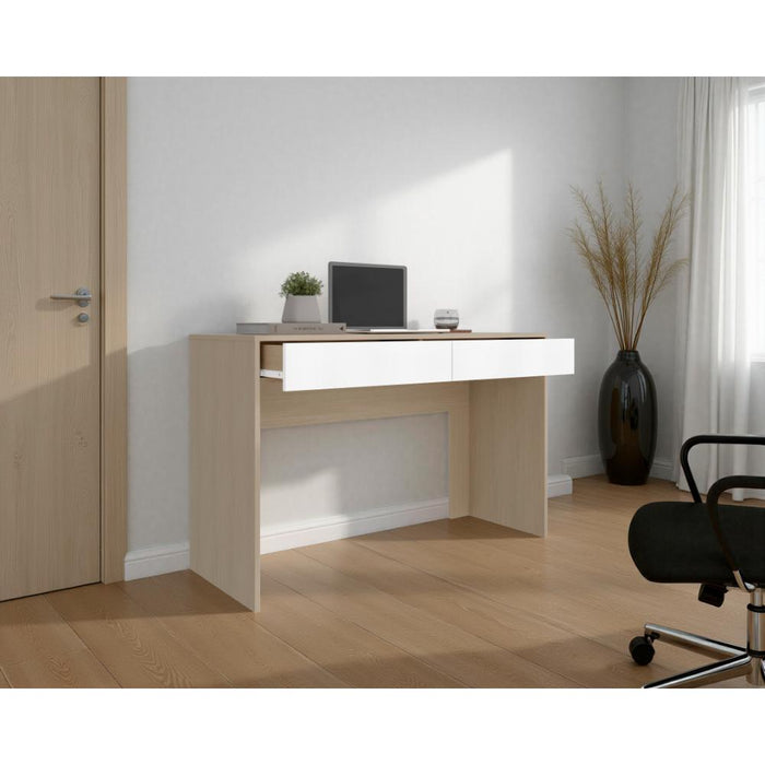 Escritorio Mantis, Cartagena y Blanco, Con Dos Cajones Organizadores