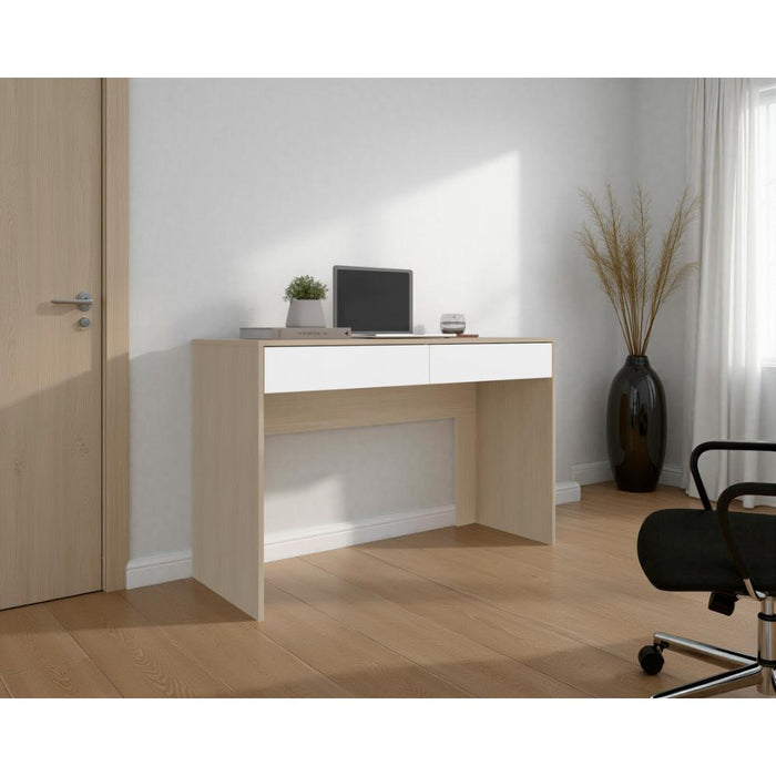 Escritorio Mantis, Cartagena y Blanco, Con Dos Cajones Organizadores