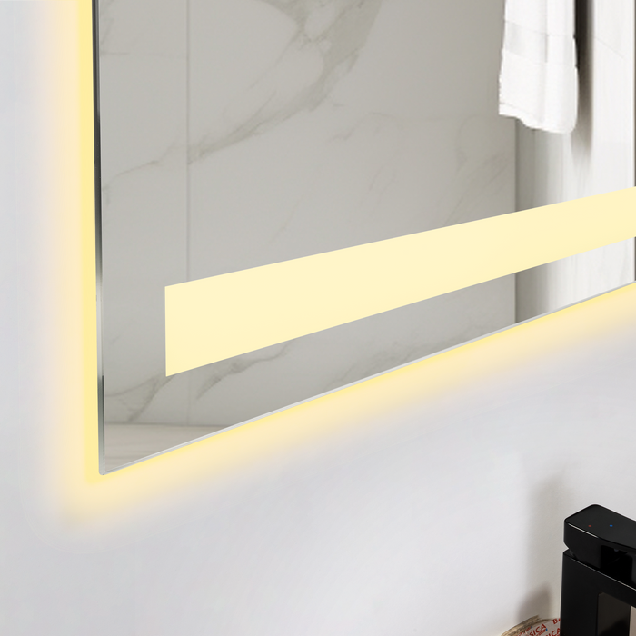 Espejo Rectangular Udine, Gris, con Luz Led
