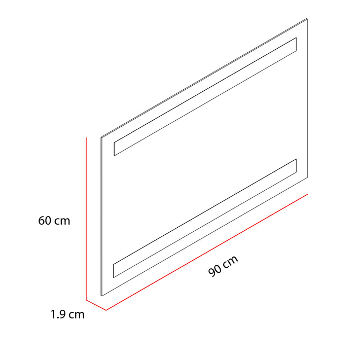 Espejo Rectangular Udine, Gris, con Luz Led