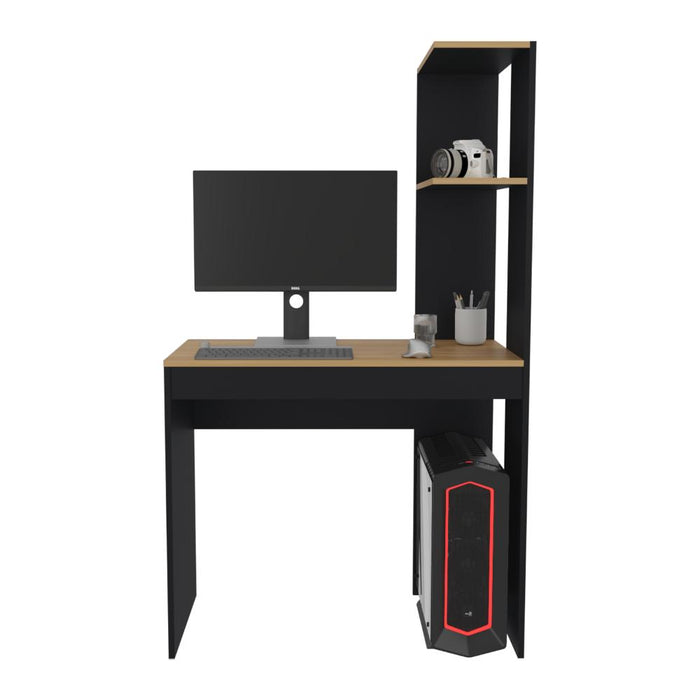 Escritorio Delph, Fresno Europeo y Wengue, con espacio derecho para ubicar objetos decorativos