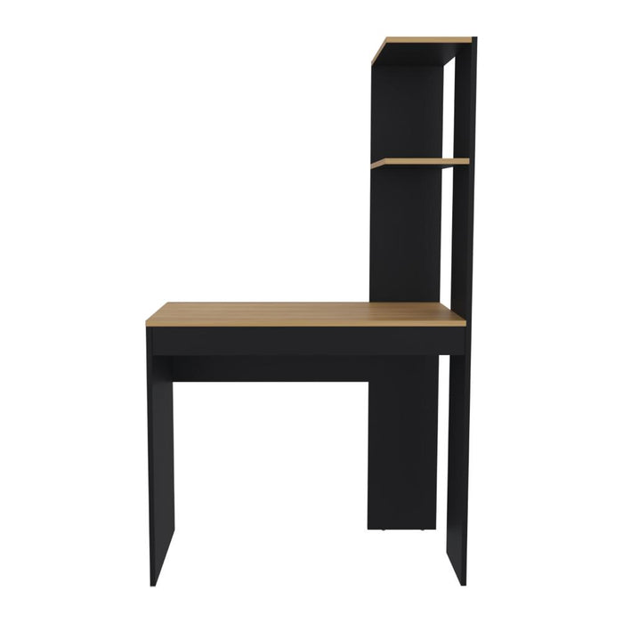 Escritorio Delph, Fresno Europeo y Wengue, con espacio derecho para ubicar objetos decorativos