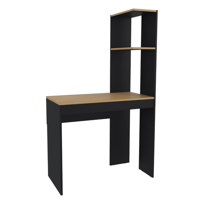 Escritorio Delph, Fresno Europeo y Wengue, con espacio derecho para ubicar objetos decorativos