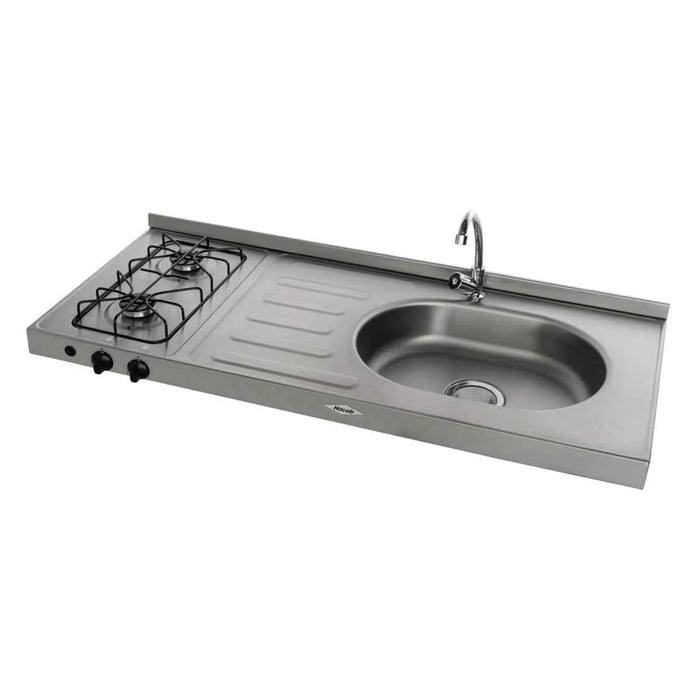 Mesón de cocina Inoxidable ovata 1.20 metros con pozuelo derecho a gas natural marca Haceb