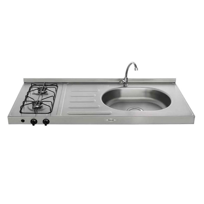 Mesón de cocina Inoxidable ovata 1.20 metros con pozuelo derecho a gas natural marca Haceb