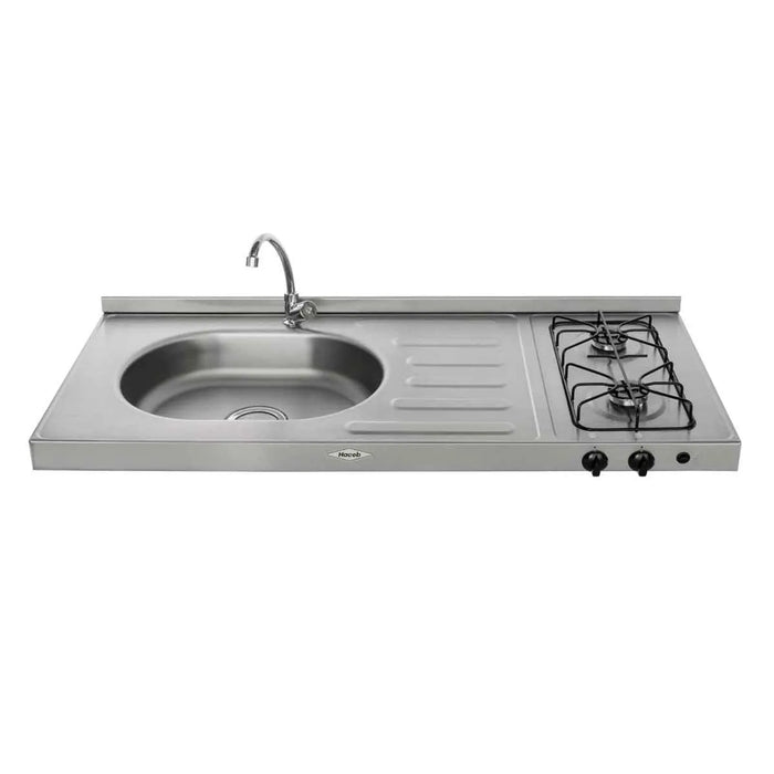 Mesón de cocina Inoxidable ovata 1.20 metros con pozuelo izquierdo a gas natural marca Haceb