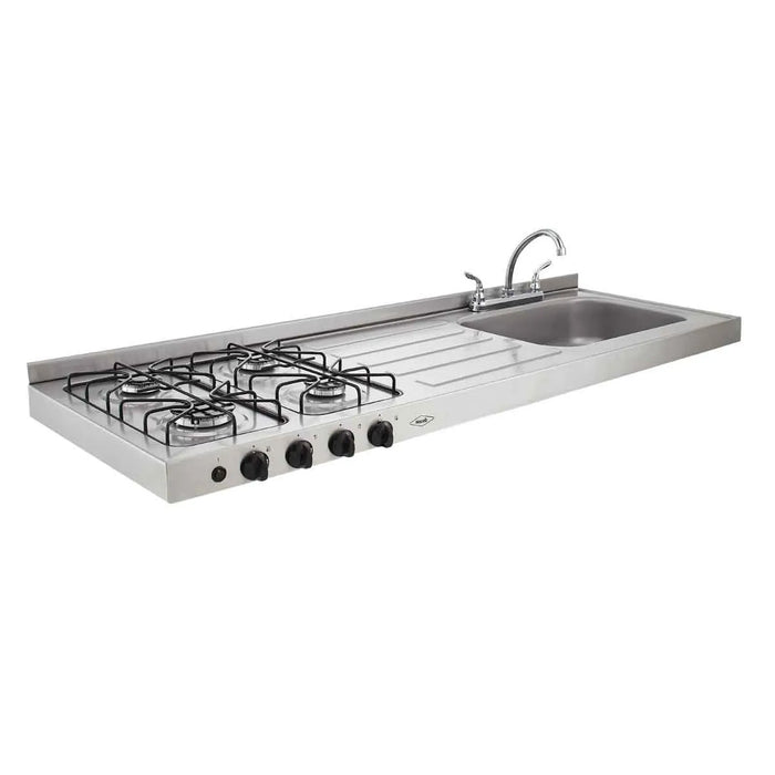 Mesón de cocina Inoxidable ovata 1.50 metros con pozuelo derecho a gas natural marca Haceb