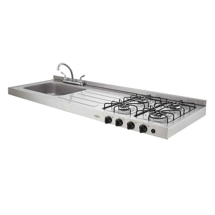 Mesón de cocina Inoxidable ovata 1.50 metros con pozuelo izquierdo a gas natural marca Haceb