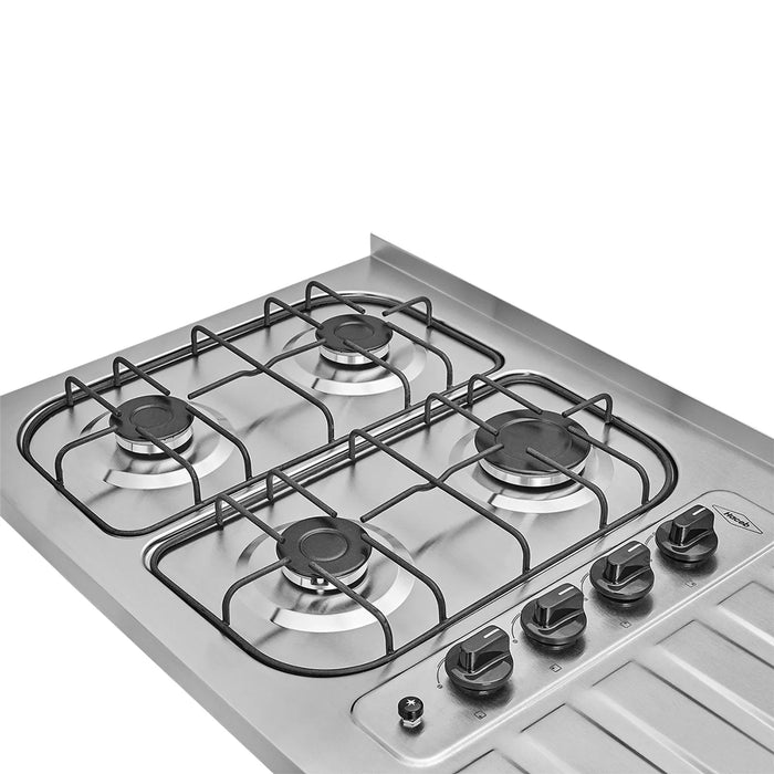 Mesón de cocina inoxidable 1.50 metros pozuelo derecho a gas natural con encendido eléctrico marca Haceb