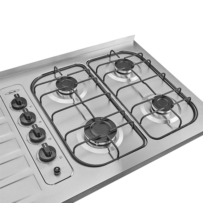 Mesón de cocina inoxidable 1.50 metros pozuelo izquierdo gas natural con encendido eléctrico marca Haceb