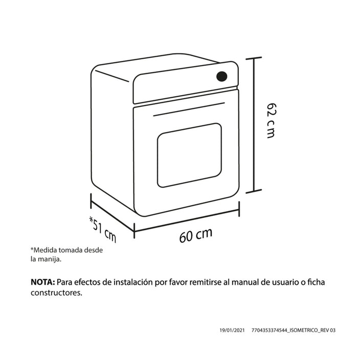 Horno mixto casia 60 cm inoxidable 120 v gas natural marca Haceb