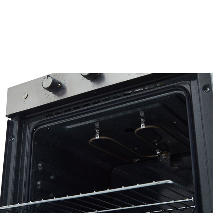 Horno eléctrico de 60 cm inoxidable con vidrio color negro de 120 voltios marca Haceb